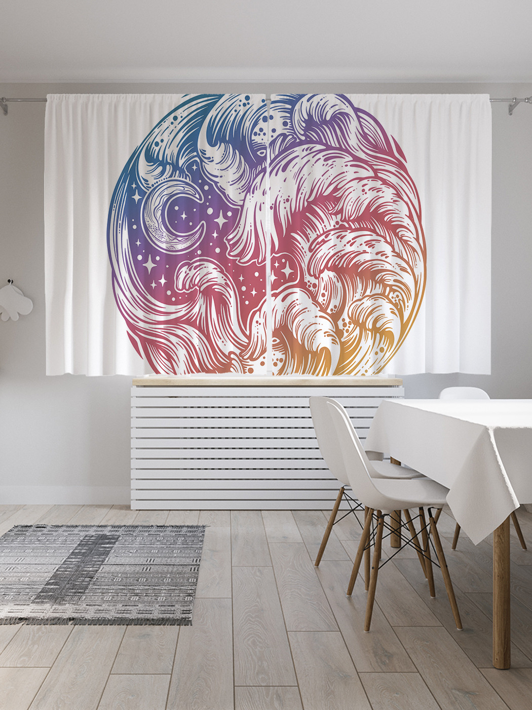 

Шторы JoyArty с фотопечатью "Волны в звездах" из сатена, 290х180 см, Волны в звездах