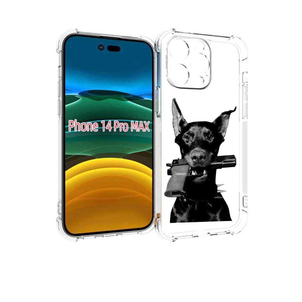 Чехол MyPads доберман с пистолетом для iPhone 14 Pro Max