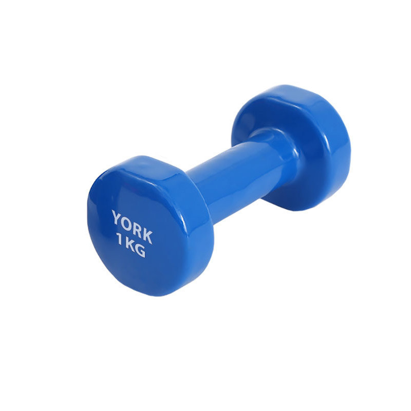 Неразборная гантель виниловая York YGB 1 x 1 кг, синий