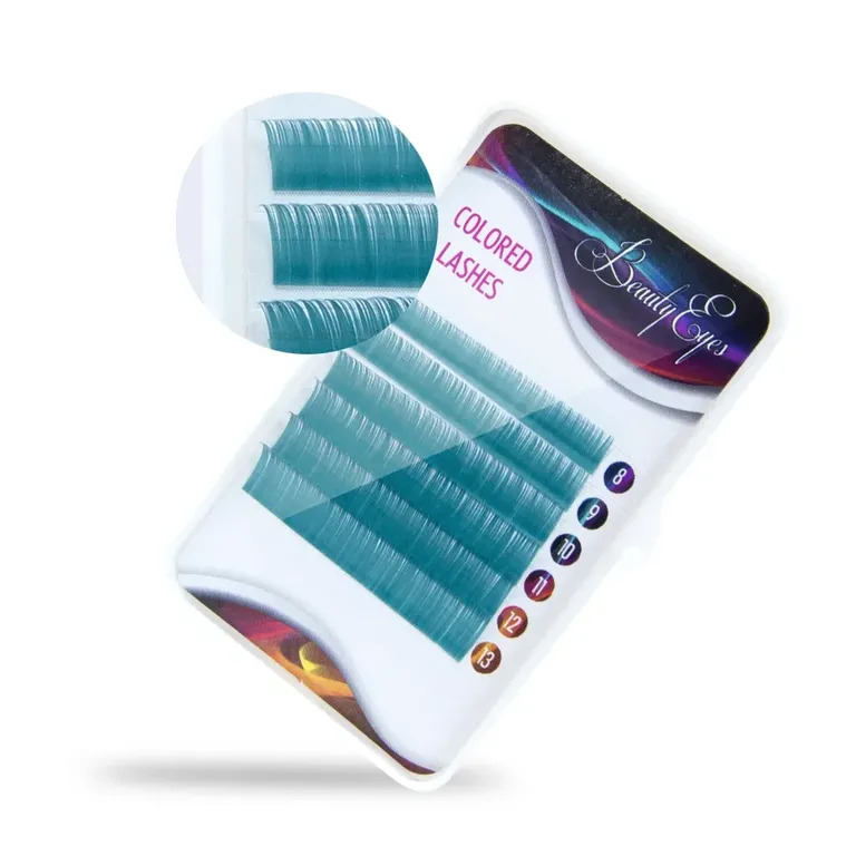 Ресницы Бирюзовые Beauty Eyes Бьюти айс Navy MINI 6 лент D 0.07 8-13