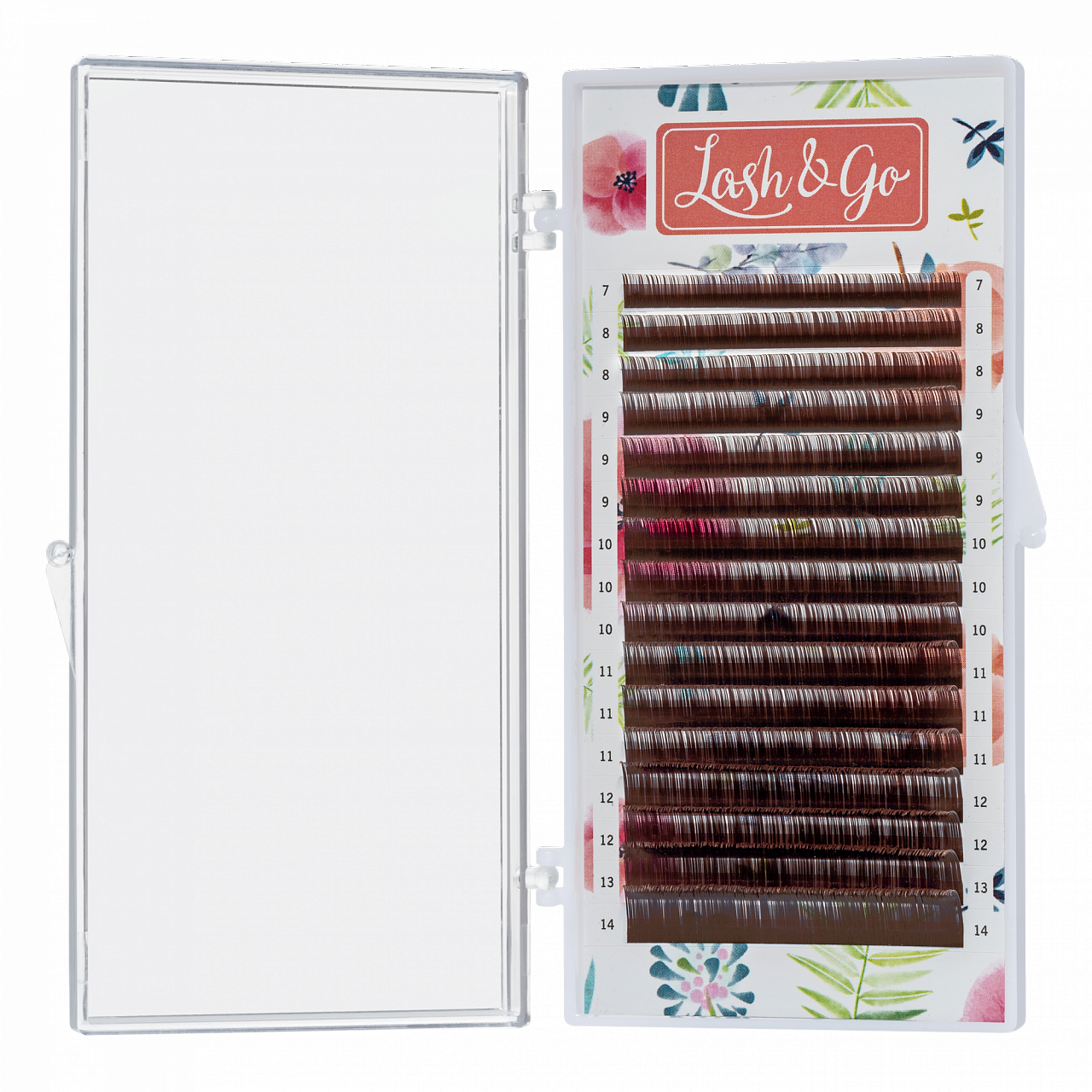 

Ресницы Lash&Go Коричневые Лэш енд гоу Латте 16 линий C, 0,07, 7-14 mm, Коричневый