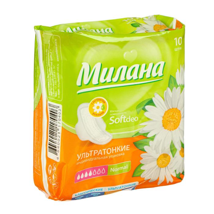 

Прокладки Милана Ultra Soft Normal Deo Ромашка, 10 шт/уп, Белый