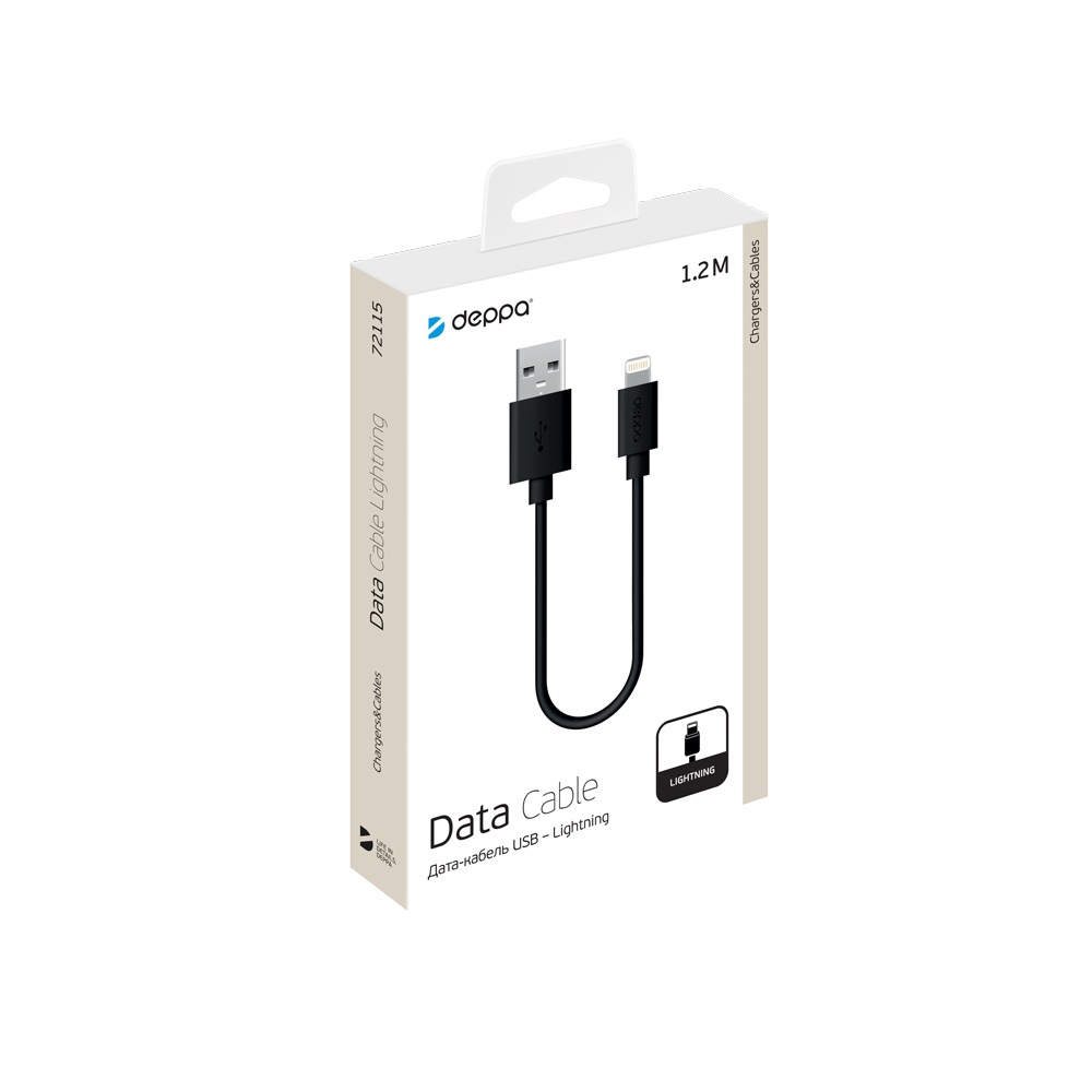 фото Кабель deppa usb - lightning, 12м, black