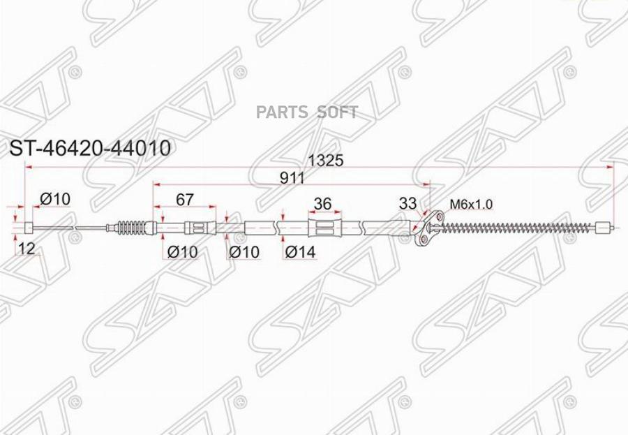 

SAT ST-46420-44010 Трос ручника TY Ipsum/Gaia, SXM1#/ACM1# 96-, -RH 1шт