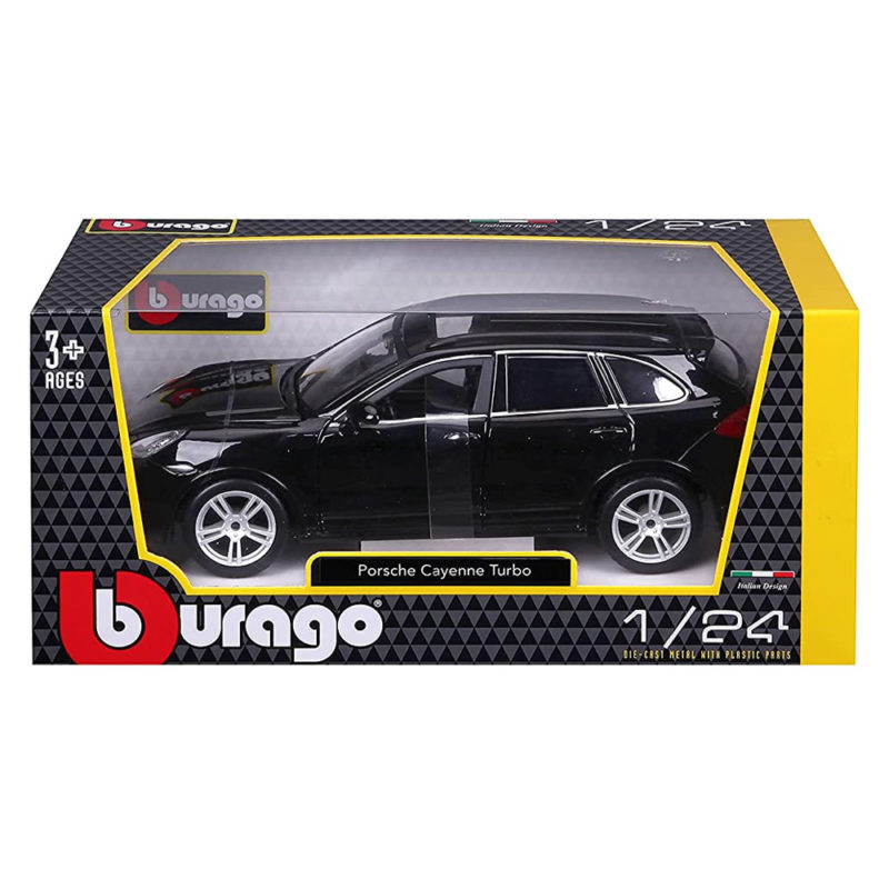 Машинка металлическая 1:24 Bburago PORSCHE CAYENNE TURBO BLACK 18-21056 bburago 1 43 scale f1 2023 car model alpine a523 replica diecast formula 1 french team miniature vehicle interior xmas gift toy