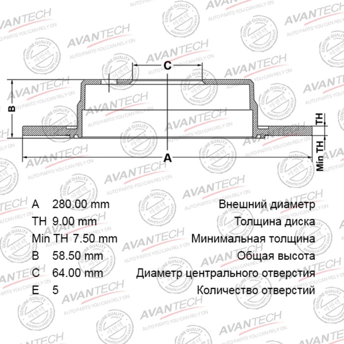 

Диск тормозной AVANTECH RR CRV 02