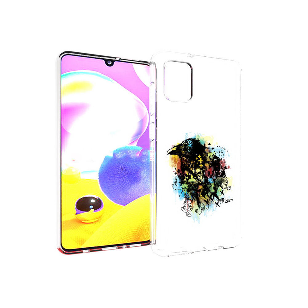 

Чехол MyPads Tocco для Samsung Galaxy A31 ворон и черепа (PT146911.482.273), Прозрачный, Tocco