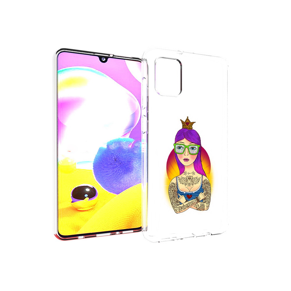

Чехол MyPads Tocco для Samsung Galaxy A31 девушка в татуировках с короной, Прозрачный, Tocco