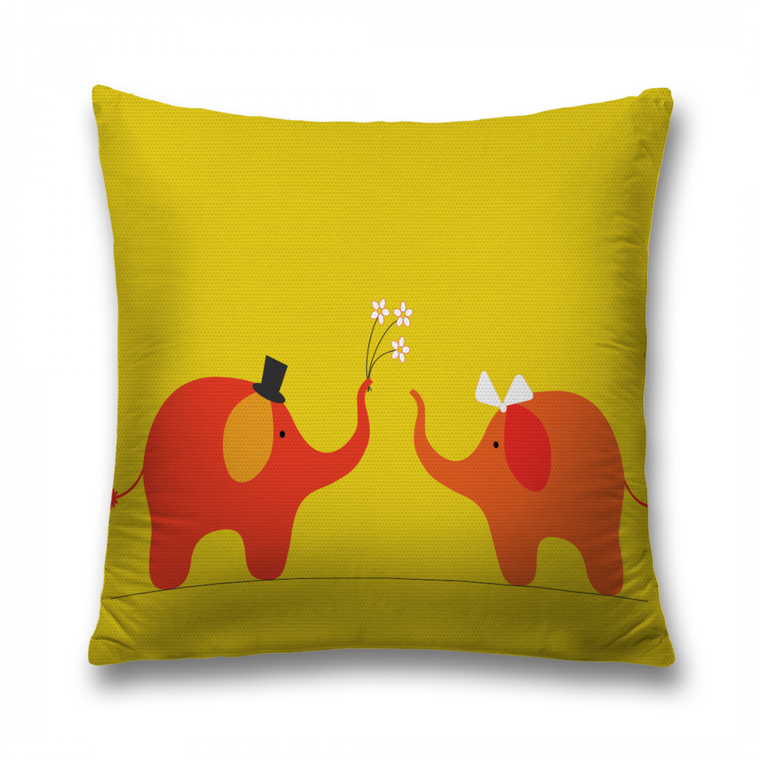 

Наволочка декоративная JoyArty "Свидание слонов" на молнии, 45x45 см, Желтый, Свидание слонов