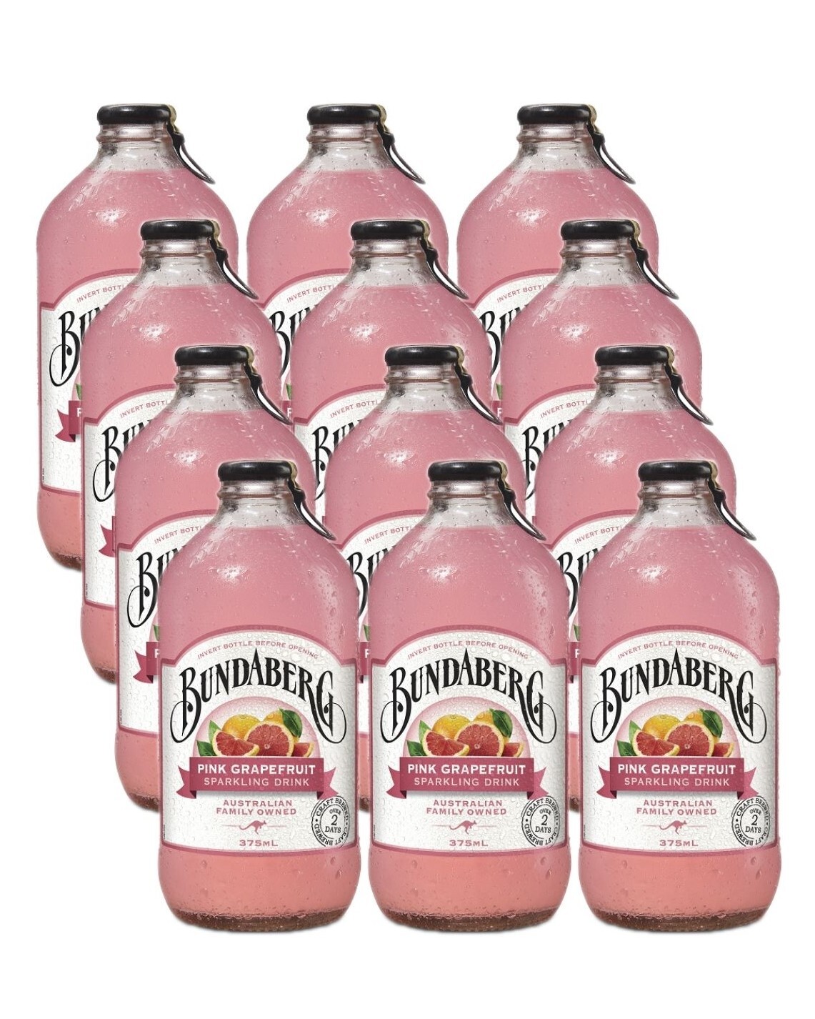 Лимонад ферментированный Bundaberg Австралия 375мл, Розовый Грейпфрут, упаковка 12 шт.
