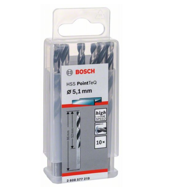 фото Сверло bosch по металлу pointteq (5.1х86 мм; 10 шт.) 2.608.577.219