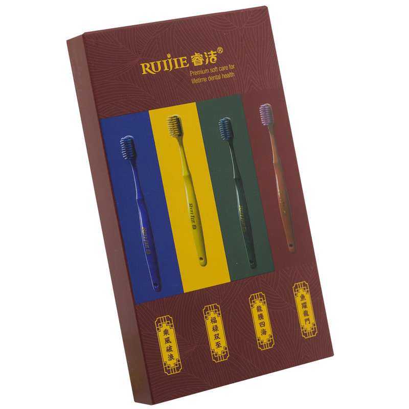 Набор зубных щеток Ruijie RF1043 отбеливающие мягкие 4 шт набор щеток металлических ручных тундра двухкомпонентные рукоятки большие 3 шт