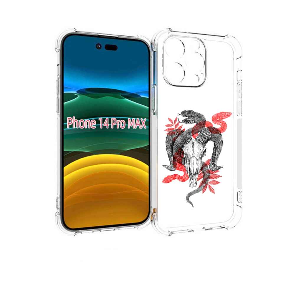 

Чехол MyPads змея в черепе рисунок для iPhone 14 Pro Max, Прозрачный, Tocco