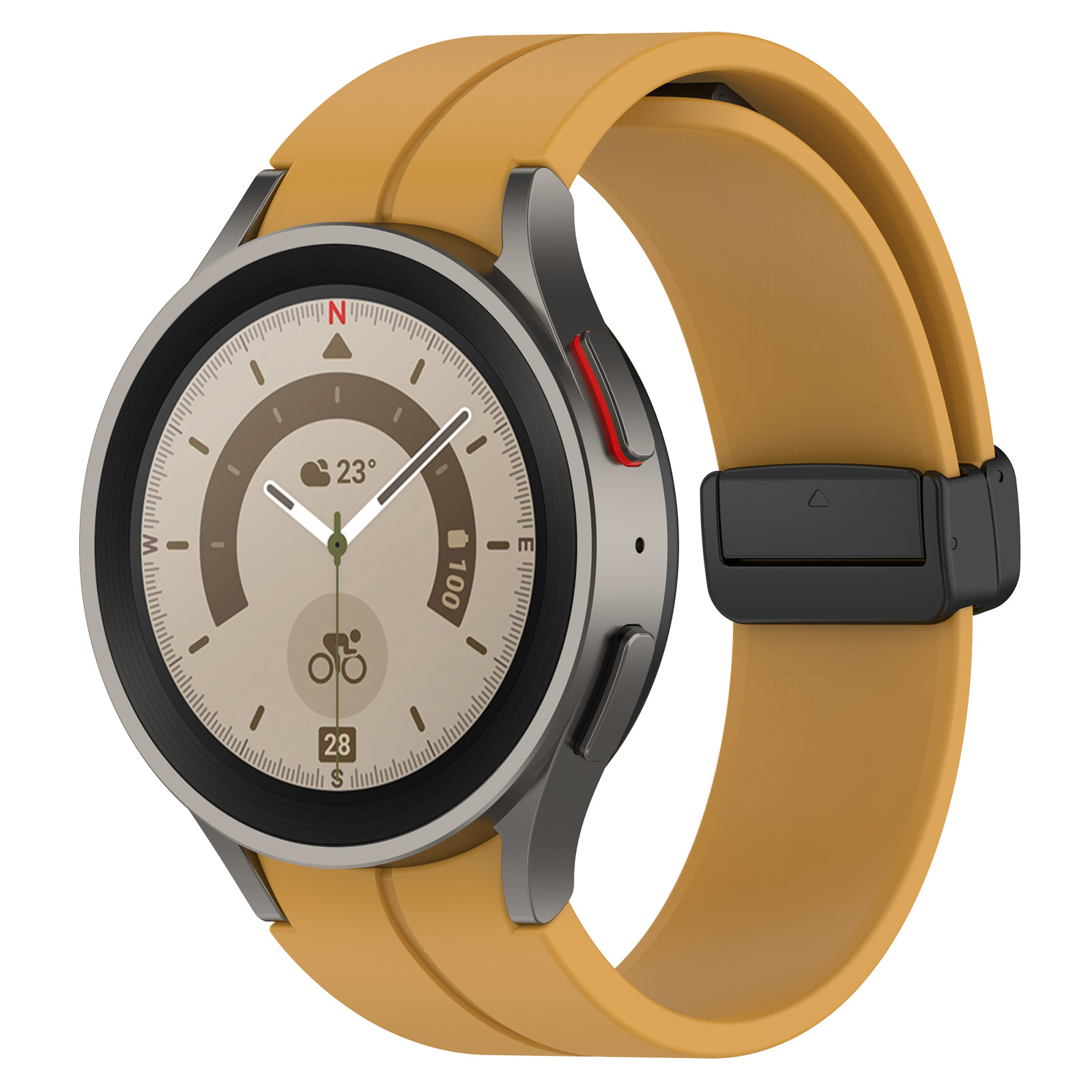 

Силиконовый ремешок для Samsung Galaxy Watch 7/FE/6 Classic,с черной магнитной застежкой, Желтый, Силиконовый ремешок для Samsung Galaxy Watch 7/FE/6 Classic,с черной магнитной застежкой