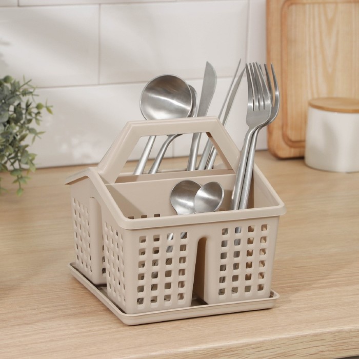 

Подставка под столовые приборы «Лофт», 15x16x16 см, цвет латте, Виолет "Лофт"