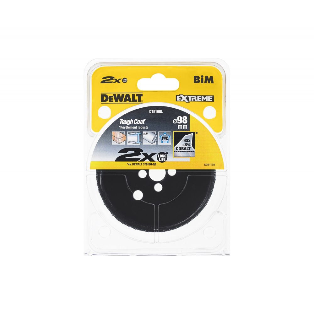 

Коронка биметаллическая DEWALT DT8198L-QZ, COBALT 8%, M42 98 x 46 мм
