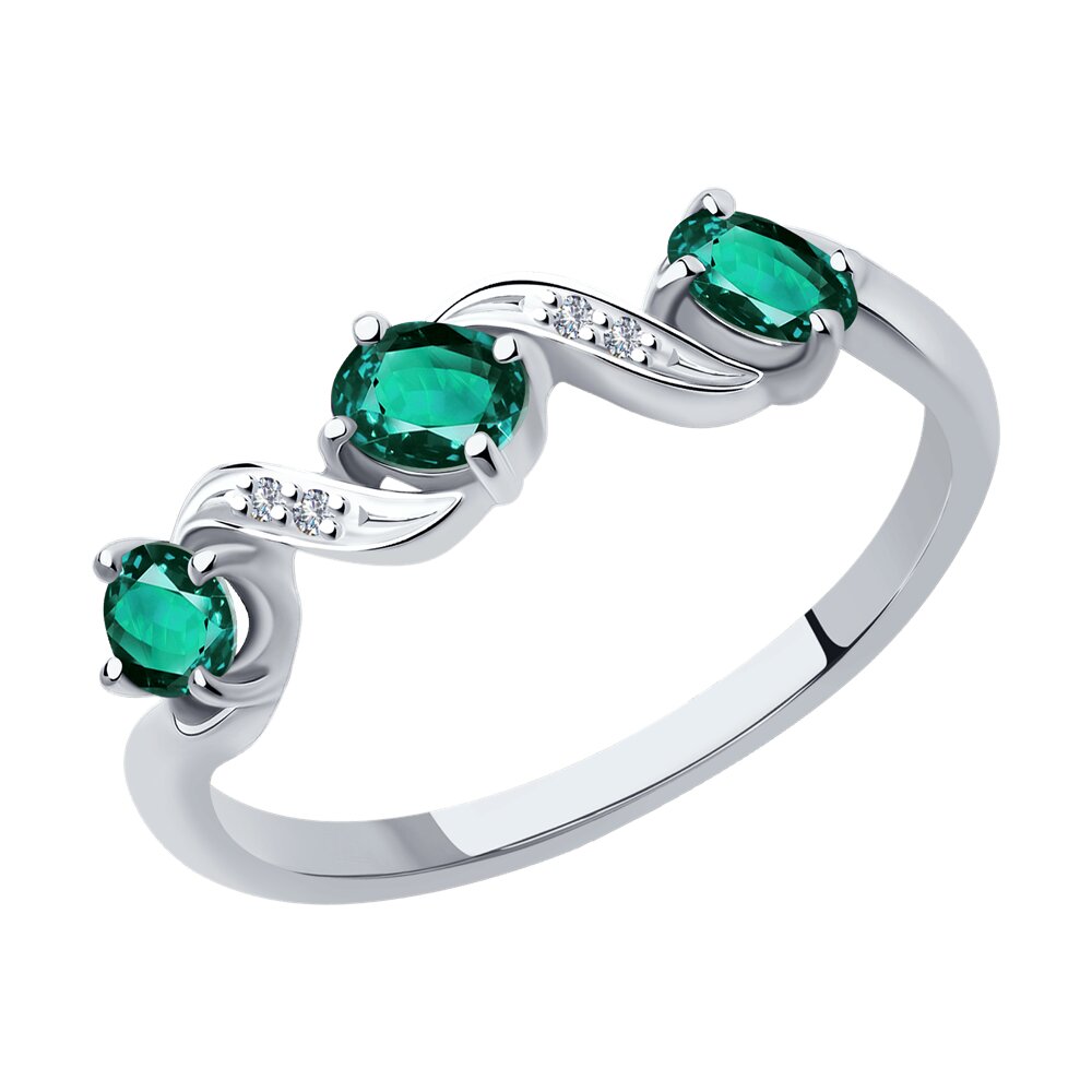 

Кольцо из золота р. 17,5 Diamant 52-210-00891-2, бриллиант\изумруд, 52-210-00891-2