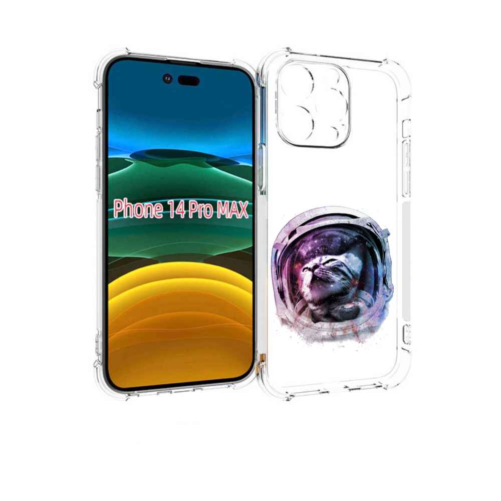 

Чехол MyPads кот в шлеме для iPhone 14 Pro Max, Прозрачный, Tocco