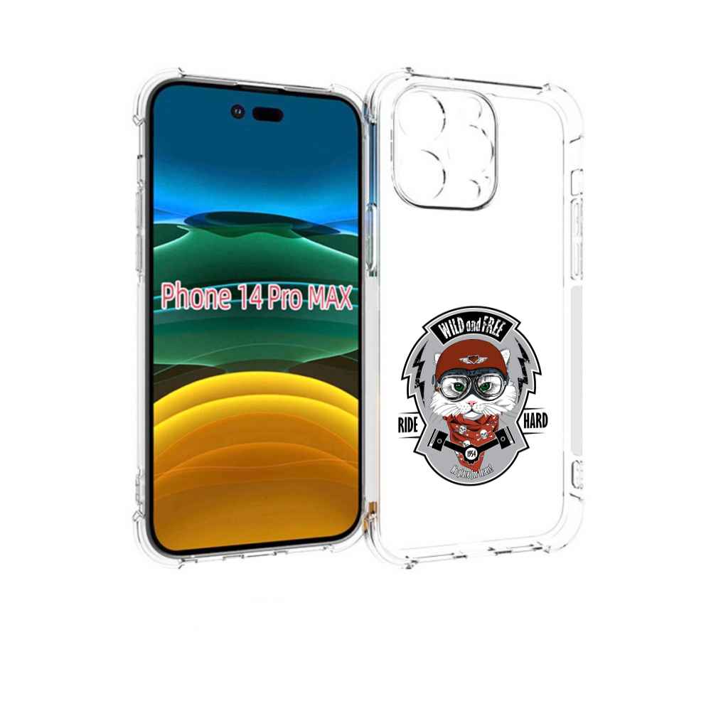 

Чехол MyPads кошка в шлеме для iPhone 14 Pro Max, Прозрачный, Tocco
