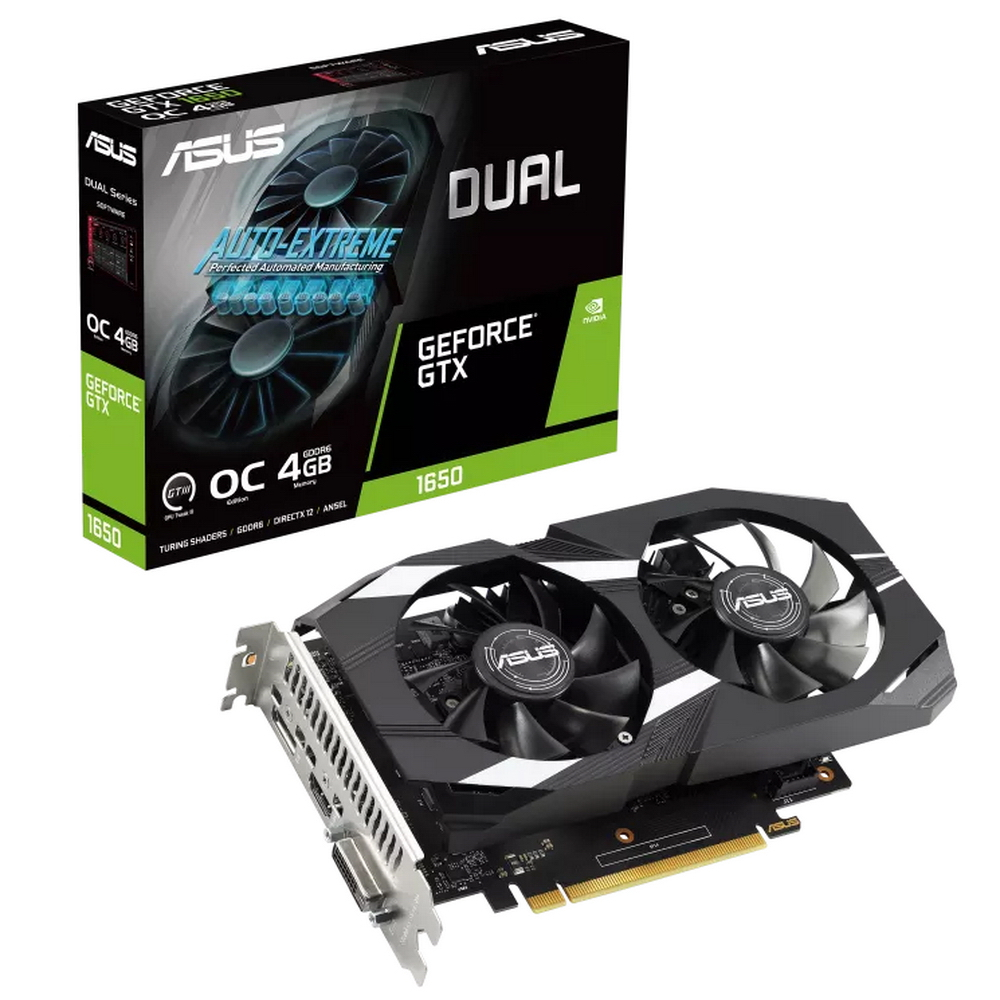 Видеокарта ASUS NVIDIA DUAL-GTX1650-O4GD6-P-V2 (90YV0GX8-M0NA00)