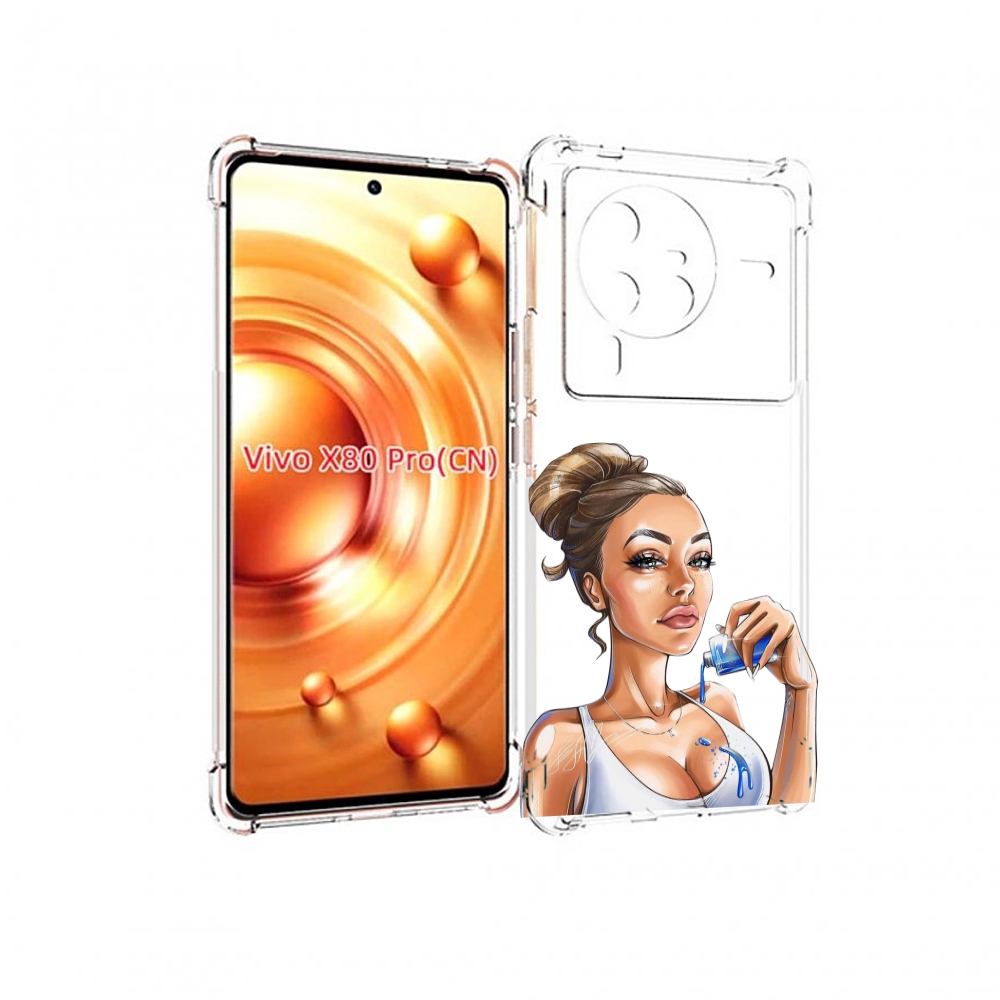 

Чехол MyPads девушка-пролила-краску женский для Vivo X80 Pro, Прозрачный, Tocco