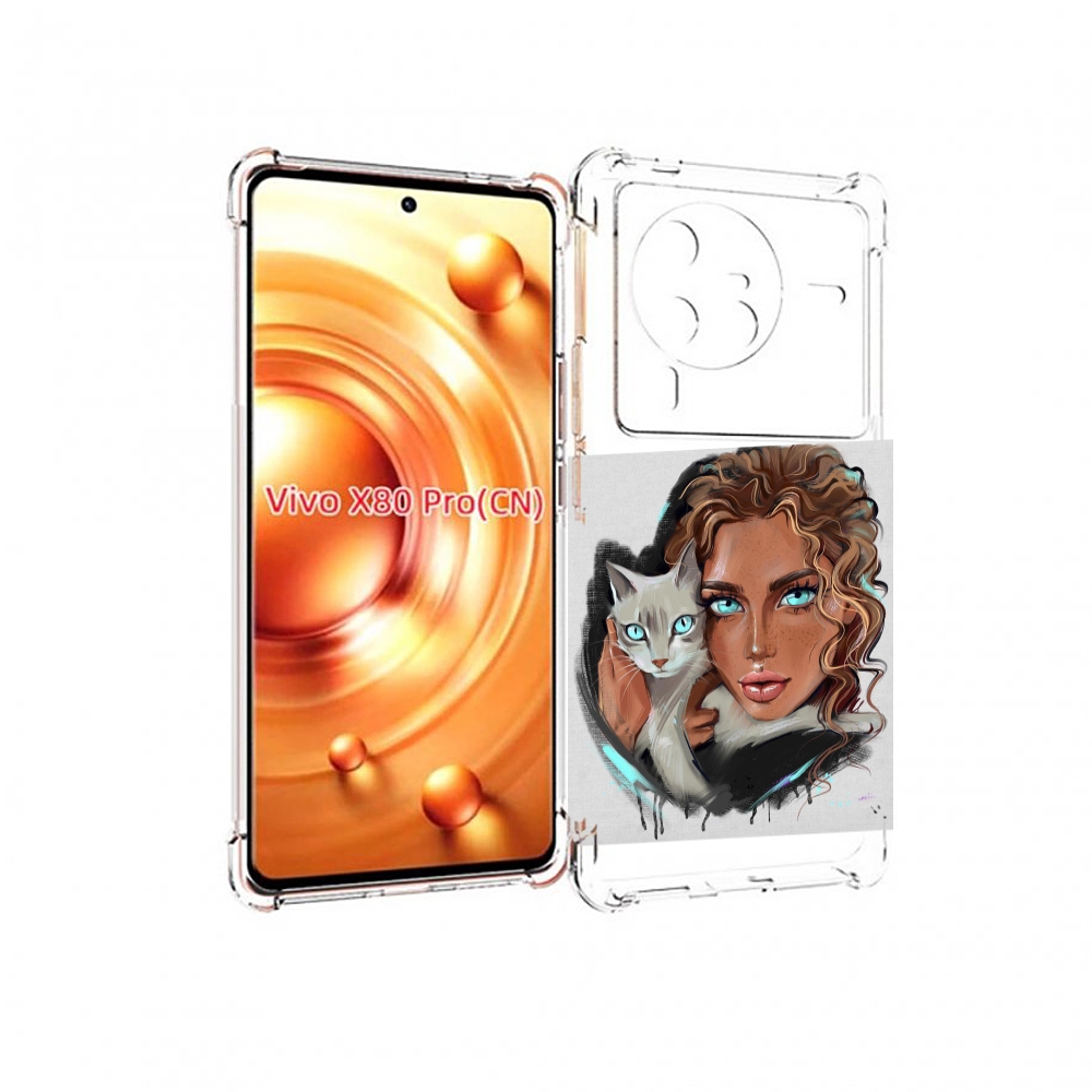 

Чехол MyPads девушка-с-котом-голубые-глаза женский для Vivo X80 PRO, Прозрачный, Tocco