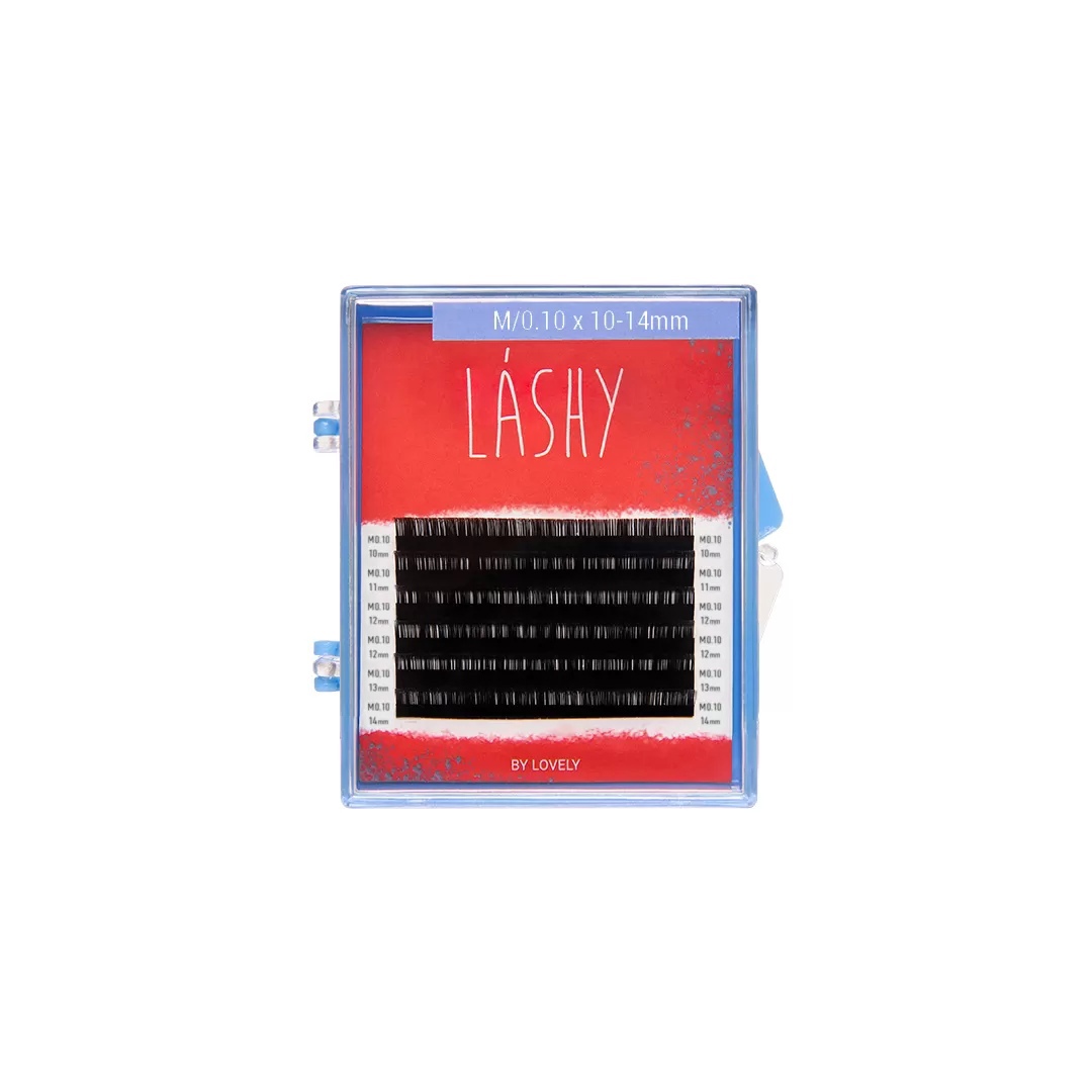 

Ресницы чёрные Lashy Red 6 линий MIX M 0.10 10-14mm, Черный