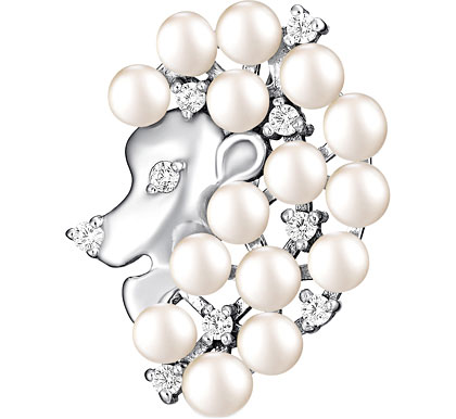 Бегунок из серебра DeFleur 53100.5S1, жемчуг