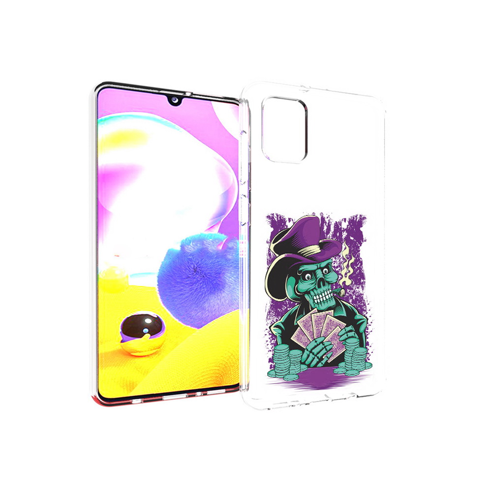 

Чехол MyPads Tocco для Samsung Galaxy A31 зеленый череп с картами (PT146911.482.361), Прозрачный, Tocco