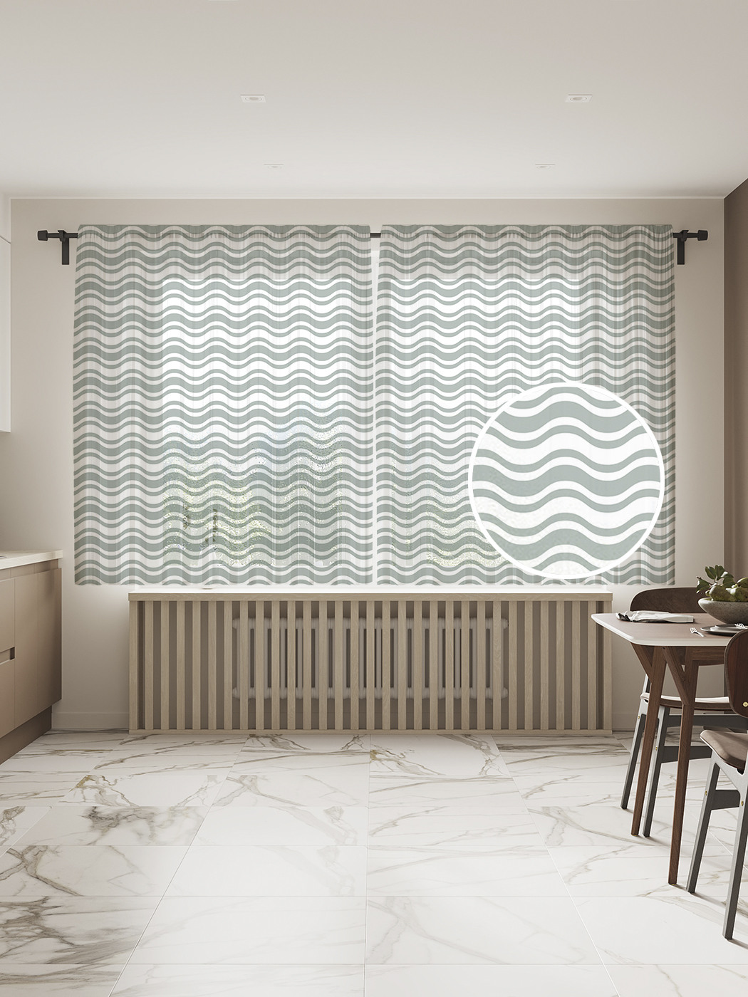 

Фототюль JoyArty "Тонкие и толстые волны", 145x180см (2 полотна с лентой + 50 крючков), Тонкие и толстые волны