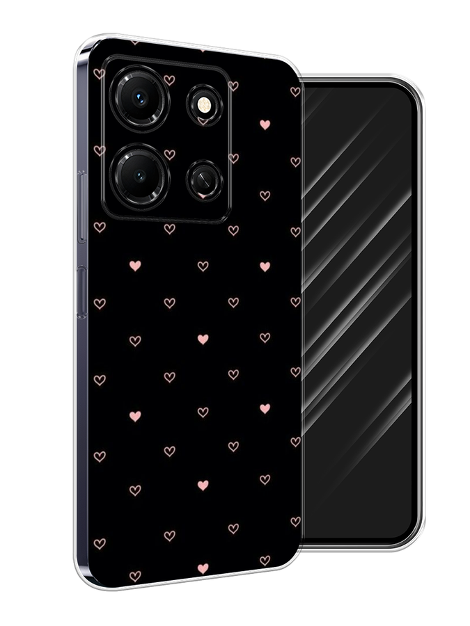 

Чехол Awog на Infinix Note 30i "Черный фон и сердечки", Розовый;серый;черный, 3104350-3