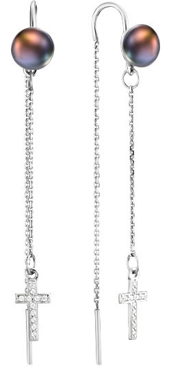 Серьги из серебра с жемчугом и фианитом DeFleur 52545S2 4220₽