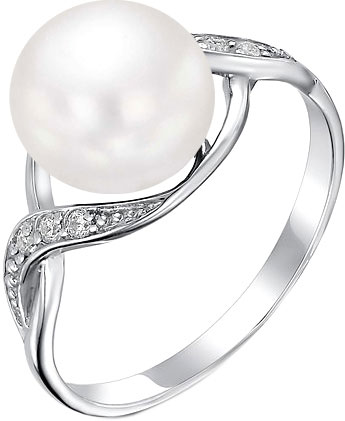 Кольцо из серебра с жемчугом и фианитом р 175 DeFleur 51515S1 910₽