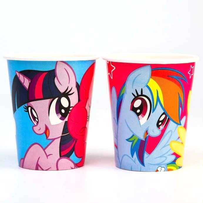 фото Стакан бумажный "с днем рождения", my little pony (10 шт) nobrand