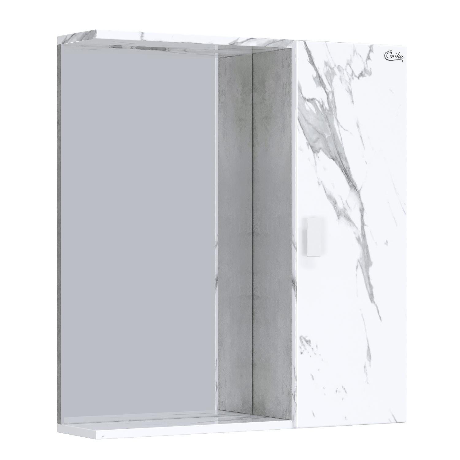 Зеркальный шкаф Onika МАРБЛ 65.00 мрамор/камень бетонный У распашной шкаф моника люкс белый глянец зеркальный фасад универсальный
