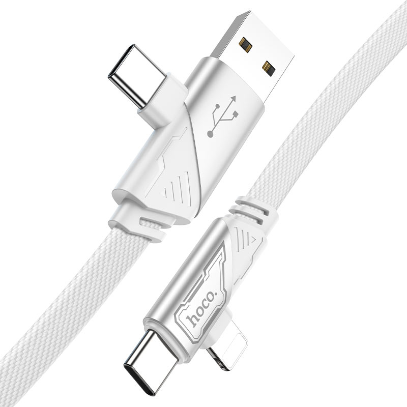 

Кабель Hoco U119 USB / Type-C - Type-C / Lightning , 3 А, 1 м, белый, U119 Machine