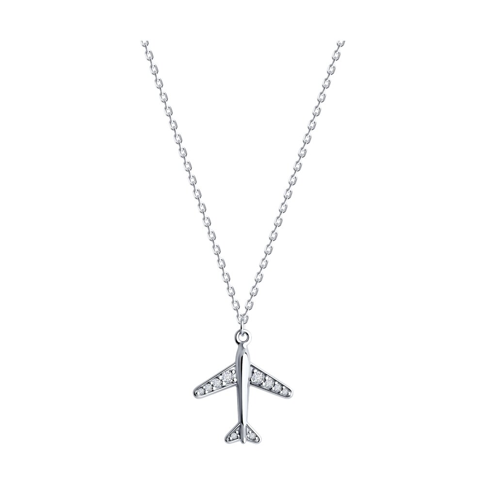 

Колье из серебра 40-45 см SOKOLOV 94071033, фианит, 94071033