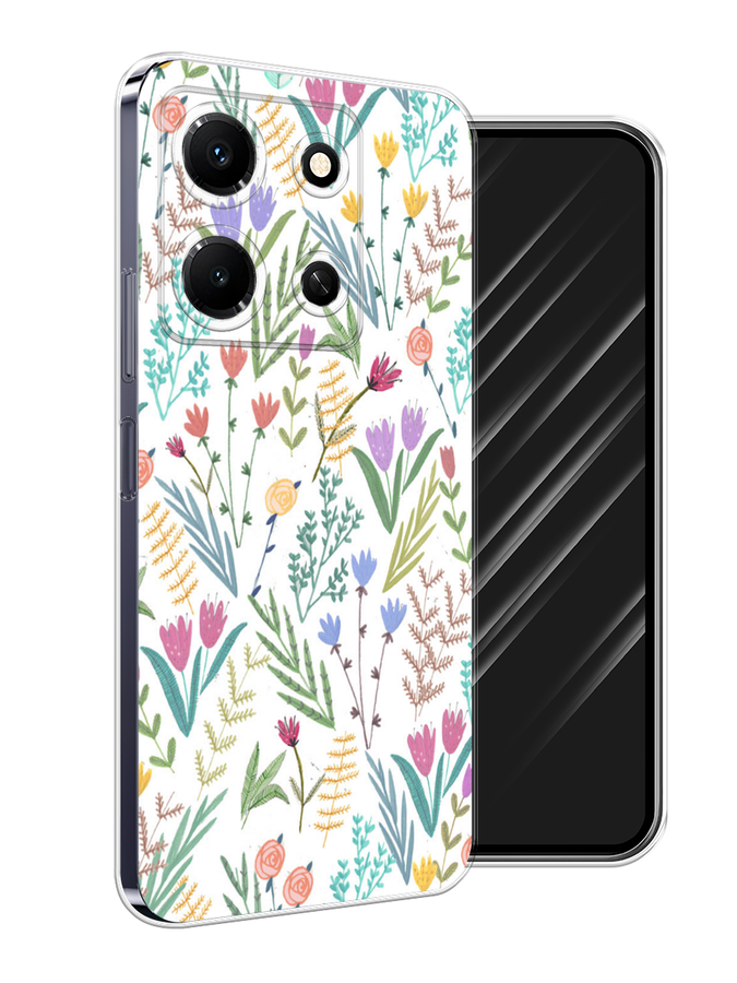 

Чехол Awog на Infinix Note 30i "Полевые цветы рисунок", Белый;зеленый, 3104350-8
