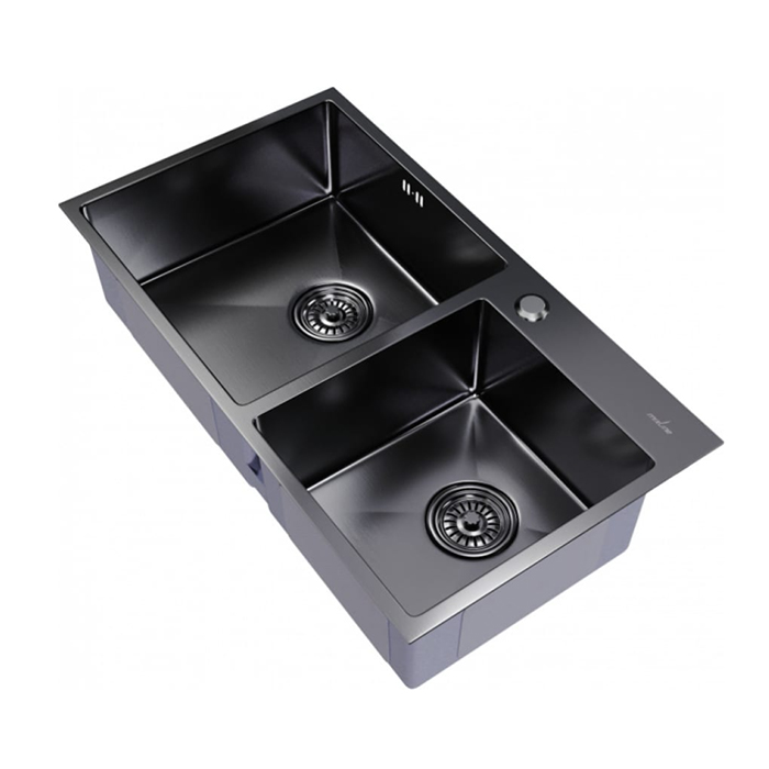 Mixline Pro (547241) Кухонная мойка настольный монтаж 72х40 с сифоном цвет черный графит