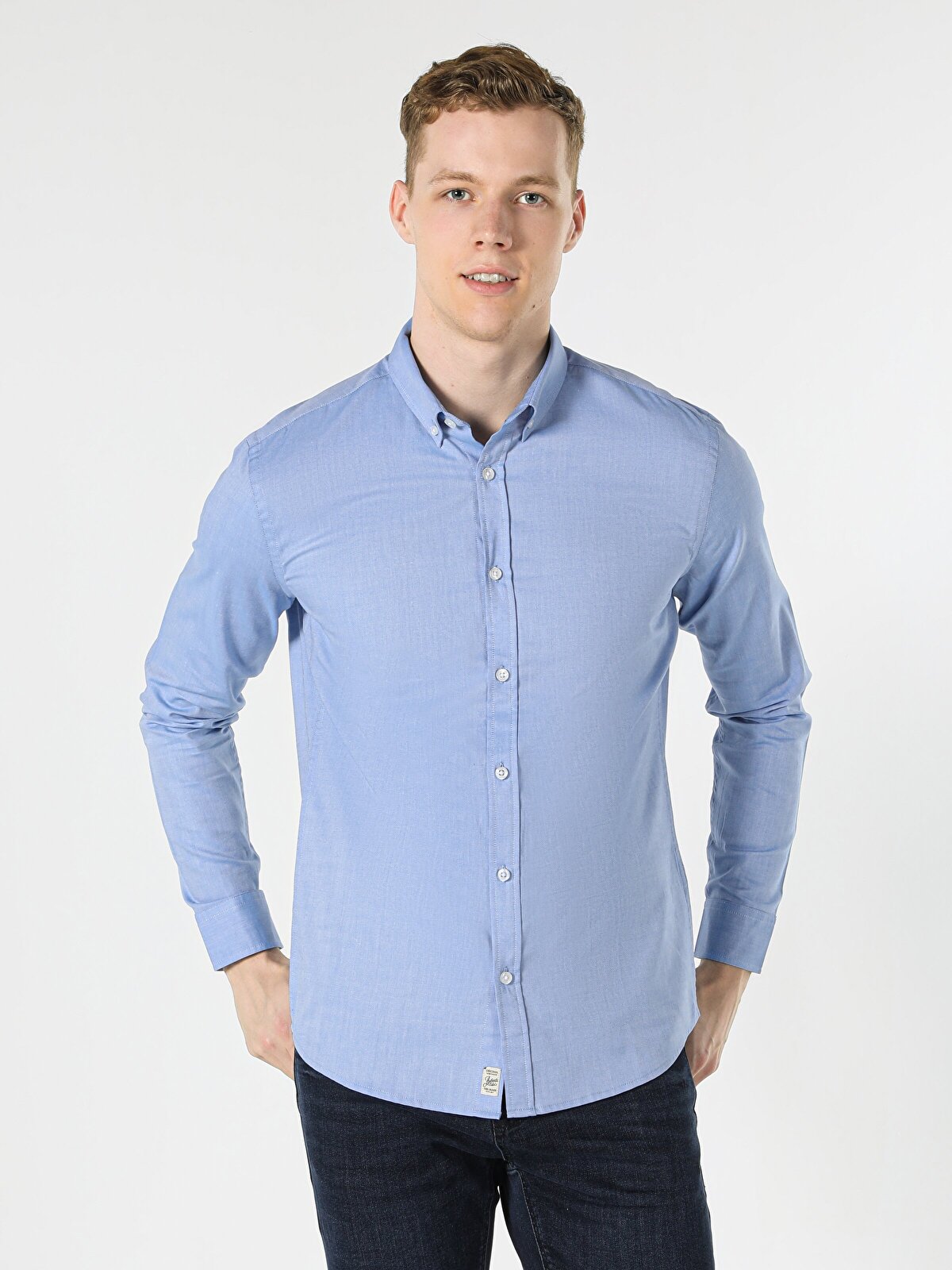 Рубашка мужская Colins CL1048576_Q1.V1 голубая XL