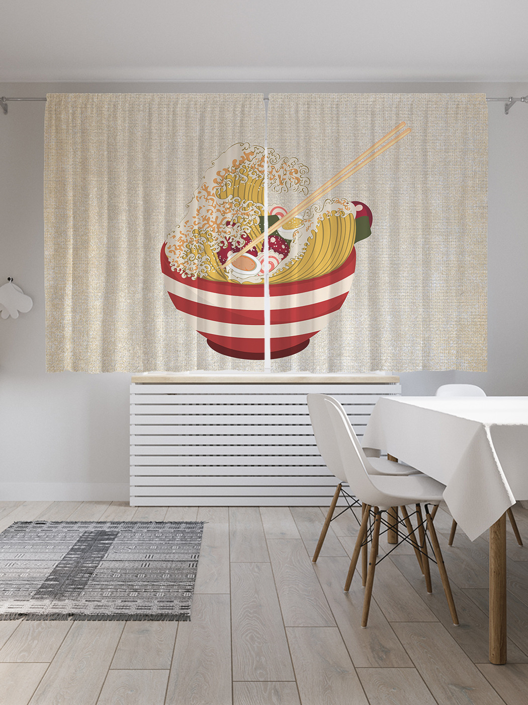 

Шторы JoyArty с фотопечатью "Море Рамен" из сатена, 290х180 см, Море Рамен