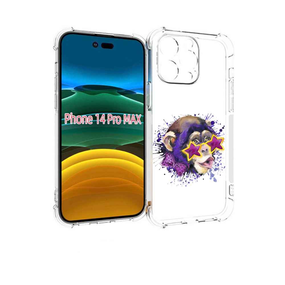 

Чехол MyPads обезьяна в очках для iPhone 14 Pro Max, Прозрачный, Tocco
