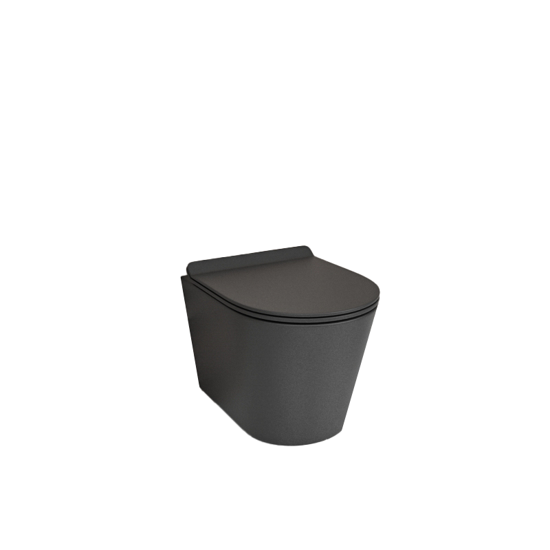 Унитаз подвесной безободковый с сиденьем микролифт, beWash BKWHR101480, чрный матовый унитаз bewash