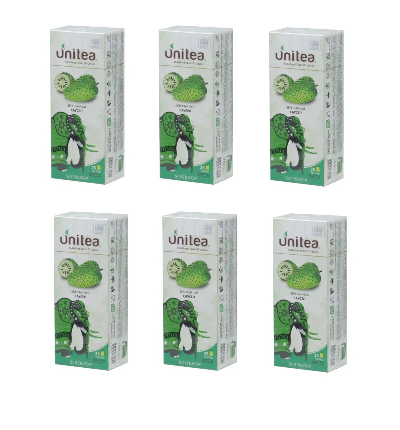 Чай зеленый UNITEA Soursop, 25 пакетиков х 6 шт