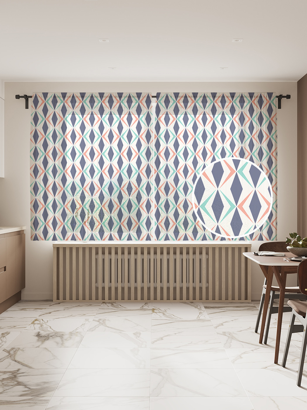 

Фототюль JoyArty "Направление волн", 145x180 см (2 полотна со шторной лентой + 50 крючков), Направление волн