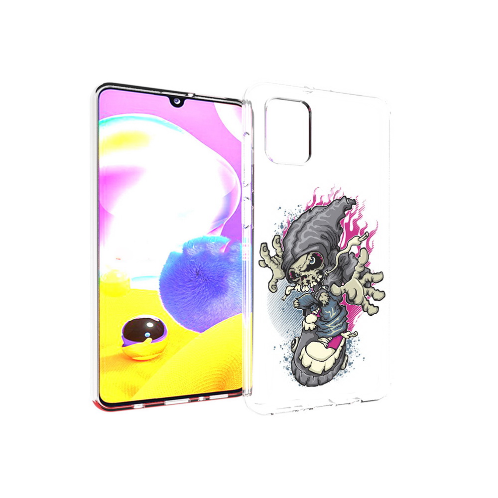 фото Чехол mypads tocco для samsung galaxy a31 нарисованный скелет на скейт борде