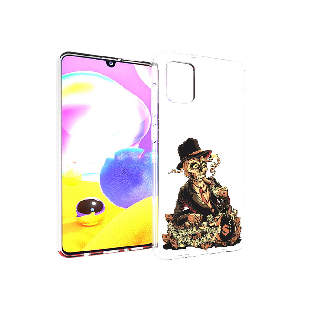 

Чехол MyPads Tocco для Samsung Galaxy A31 нарисованный череп с сигаретой, Прозрачный, Tocco