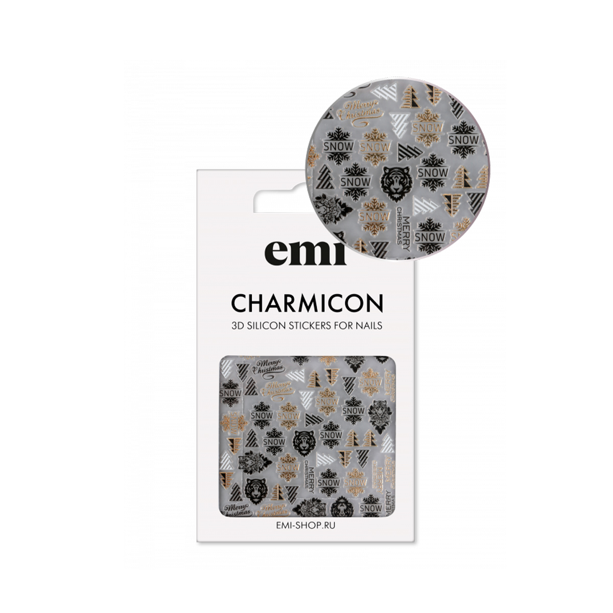 

E.Mi, 3D-стикеры №201 Тигр Charmicon 3D Silicone Stickers, Черный;золотистый