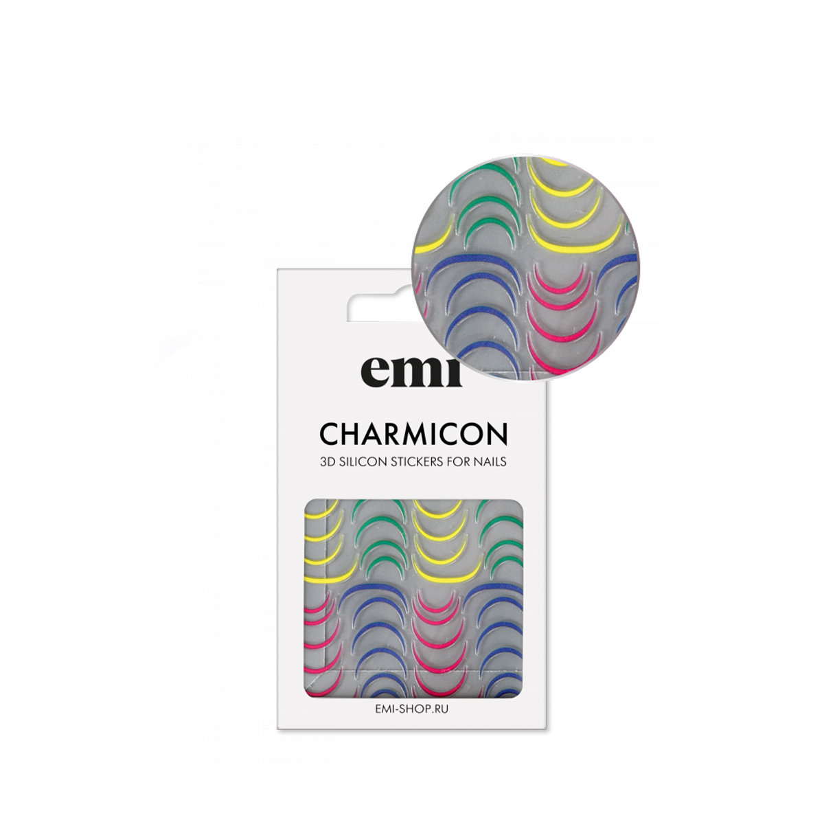 

E.Mi, 3D-стикеры №205 Яркие лунулы Charmicon 3D Silicone Stickers, Разноцветный