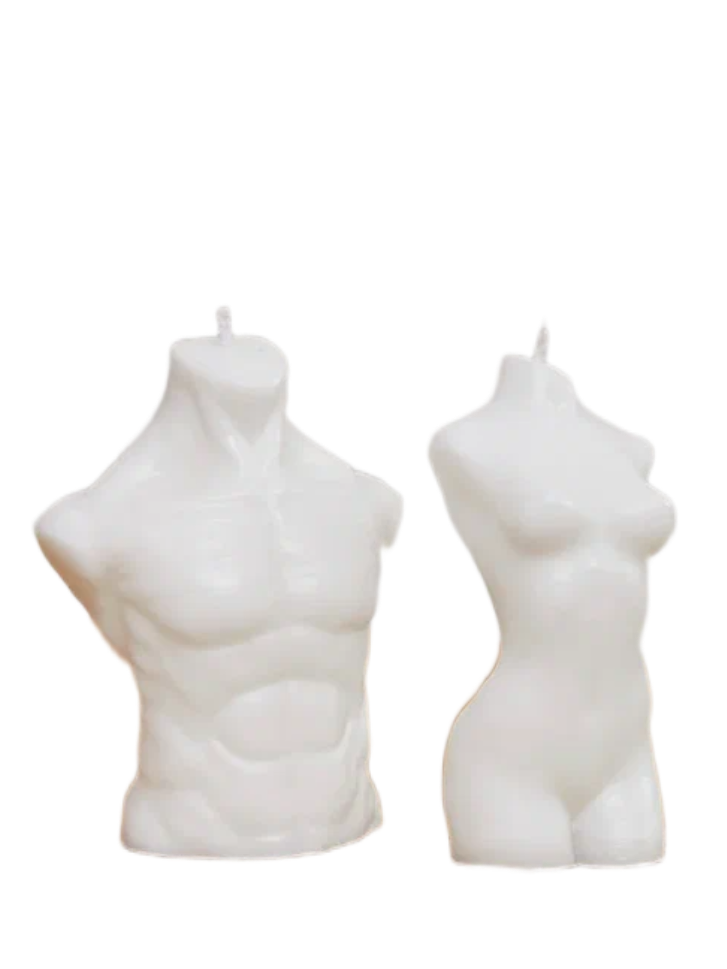 фото Набор ароматических свечей женский и мужской силуэт boostbody "молочный шоколад", 2 шт
